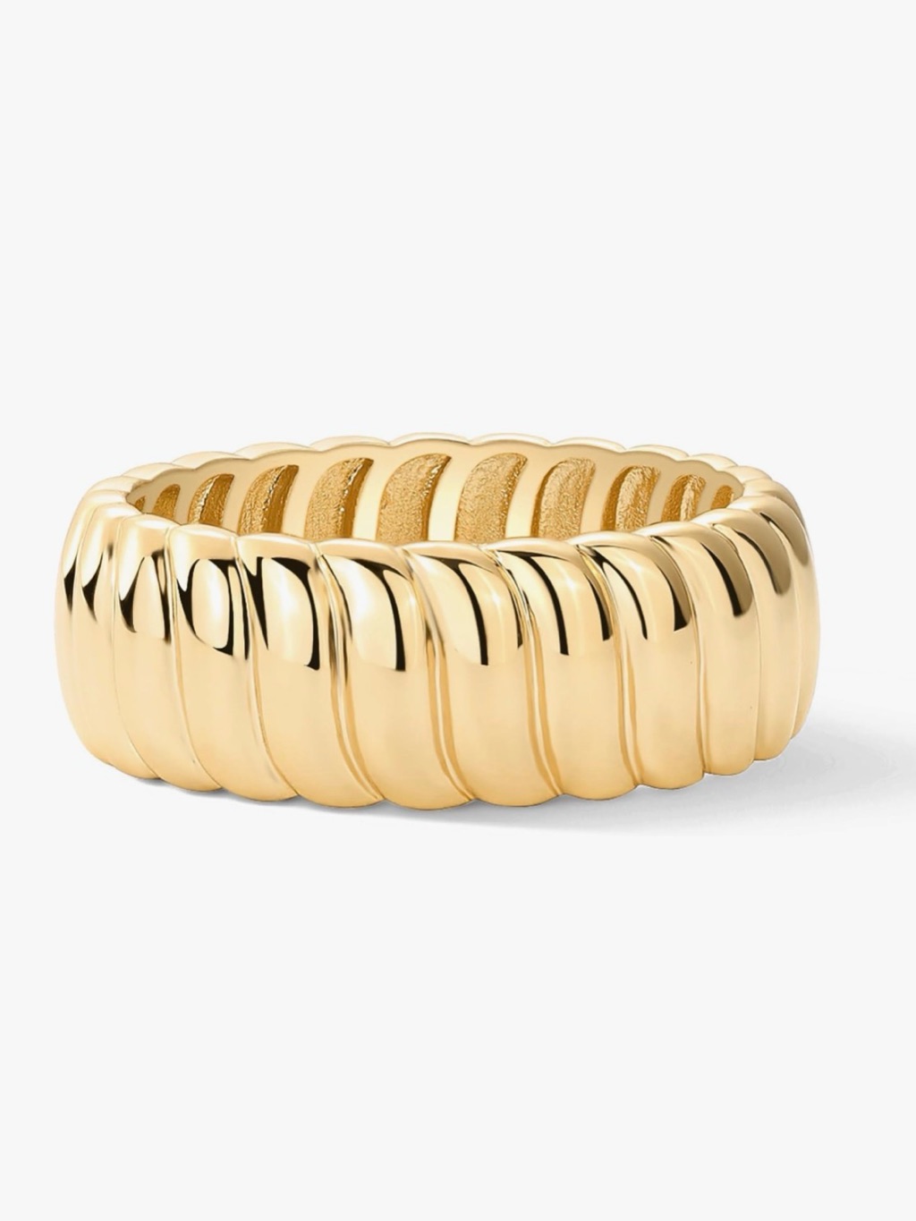 Gold Plated Rippled Dome Band Ring - Women Jewelry